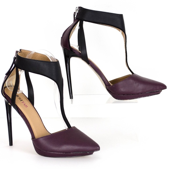 JustFab Shoes - 3/$20 Just Fab Purple T Strap Heels 8 SK